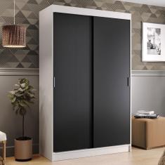 Guarda-Roupa Solteiro Madesa Tokio 2 Portas de Correr 2 Gavetas - Branco/Preto