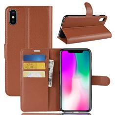 Capa para iPhone XS Plus Carteira de Couro Flip Capa para iPhone XS Plus Capa de Proteção de Telefone Capa com Design Simplificado