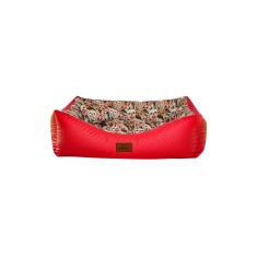 Cama para Cachorro Retangular em Corino + Poliéster Rosa Cachorrinho Média (M) 55 x 42 cm