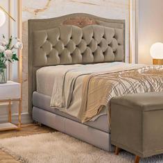 Cabeceira Cama Box Casal 140 Cm Estofada Veludo Marrom Castor Holanda 