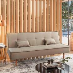 Sofá Cama Silver 3 Lugares Reclinável Suede 192 cm Speciale Home, Bege