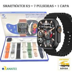 Relógio smartwatch K9 Ultra Max com 7 pulseiras e capa de proteção - F