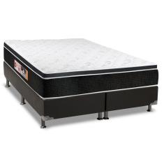 Cama Box King: Colchão Espuma Castor D33 Black e White + Base CRC Suede Black(193x203)