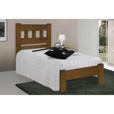 Cama de Solteiro Madri de Madeira Maciça Tauari  Cor Imbuia - SANTA RO