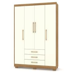 Guarda Roupa Espanha 4 Portas Nature Champanhe Vila Rica