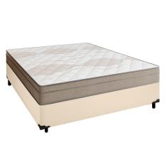 Cama Box Casal Sintético + Colchão De Molas Ensacadas Portobel Ipanema - 138x188x65cm Bege