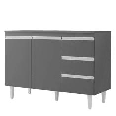 Balcão Gabinete Para Pia 120cm Com Tampo 2 Portas Andréia Preto - Ajl Móveis