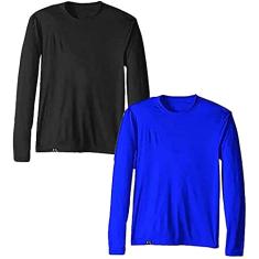 KIT 2 Camisetas UV Protection Masculina UV50+ Tecido Ice Dry Fit Secagem Rápida – G Royal - Preto