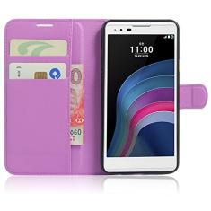 Capa estilo LG X (5.3), capa carteira flip de couro PU premium com compartimento para cartão, suporte e fecho magnético [capa interior à prova de choque de TPU] Compatível com estilo LG X (5.3)