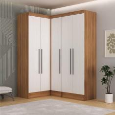 Guarda-Roupa Modulado Viena 5 Portas 4 Gavetas 3 Peças Espresso Móveis Nogal/Branco