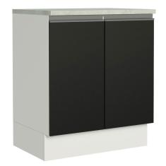 Balcão de Cozinha Madesa Glamy 70cm 2 Portas Branco Preto