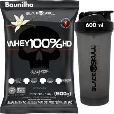 Whey Protein 100% HD REFIL + Coqueteleira 600ml - Kit Black Skull Whey