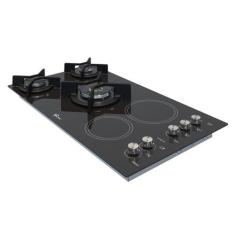 Cooktop 5 Queimadores Gás/Elétrico Tripla Chama Mesa Vitrocerâmica TOP