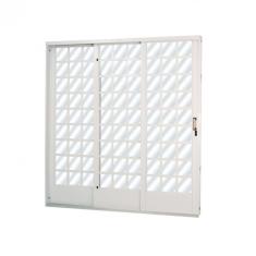 Porta de Correr Aço 3 Folhas com Vidro Liso Minas Sul Mgm 215cmx200cm Branco