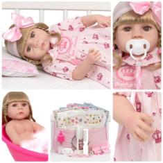 Boneca Reborn Bebê Abigail Vestido Coroa Enxoval Completo - Cegonha Re