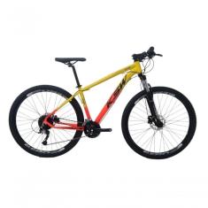 Bicicleta Aro 29 Ksw Xlt Alumínio 24v Câmbios Shimano Garfo Com Trava No Ombro - Amarelo/laranja Tam.19
