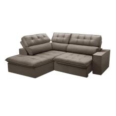Sofá 4 Lugares Retrátil e Reclinável Arezzo com Chaise Esquerdo Veludo
