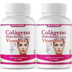 Kit 2 Potes Colágeno Hidrolisado E Vitamina C 500Mg 120Cps