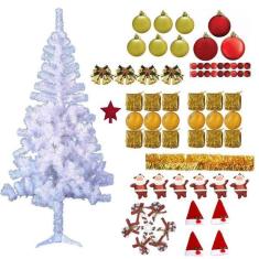 Árvore De Natal Branca 1,80M 320 Galhos Decorada 82 Itens