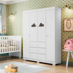 Guarda-Roupa Infantil Ane 4 Portas 3 Gavetas Branco