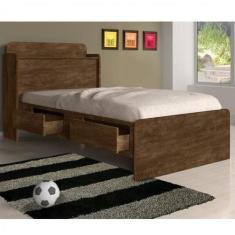 Cama Solteiro com Baú 2 Gavetas Tamires - Cambel Móveis