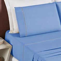 Jogo de Lençol Solteiro 03 Peças Percal 400 Fios Ponto Palito - Marias