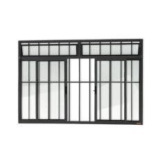Janela Plus 4 Folhas com Bandeira e Grade Vidro Liso 100cm X 150cm Bri