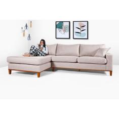 Sofa Living California Com Chaise Lado Direito em Linho - Essencial Es