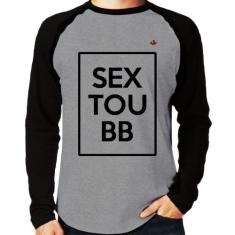 Camiseta Raglan Sextou BB Manga Longa - Foca na Moda, Cinza, Preto, GG