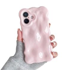 XIZYO Capa para iPhone 16 Plus de 6,7 polegadas linda estampa ondulada estética capa de telefone 3D encaracolado forma ondulada com glitter para mulheres meninas capa de silicone macio à prova de