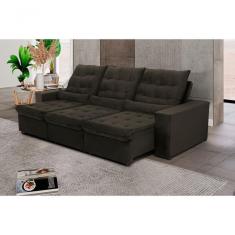 Sofá Retrátil E Reclinável 250cm Veludo Marrom