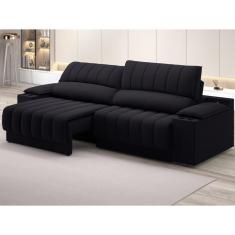 Sofá com Porta Copos Carregador USB Ret Rec Murano 2,50m Velosuede - NETSOFAS