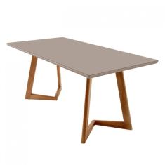 Mesa para Sala de Jantar Munique 180cm Madeira com Vidro Moderna Mobília