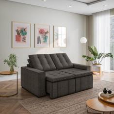 Sofá Cama Retrátil e Reclinável 3 Lugares 180cm em Linho Palmeira Cabe