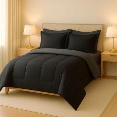 Jogo de Cama Queen 6 Peças com Edredom Dupla Face Macio e Confortável 