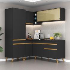 Cozinha Completa De Canto Veneza Gb Mp2053 Com Armário E Balcão Preta