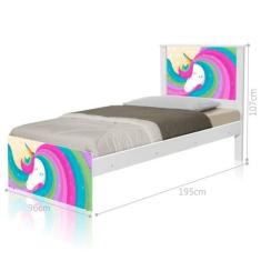 Cama Juvenil Barcelona Unicórnio Arco Íris com Colchão