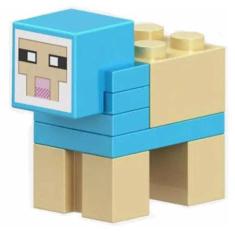Boneco Blocos De Montar Ovelha Colorida Azul Minecraft