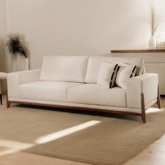 Sofá Fixo 2 Lugares Luxo 170 cm Magnus Bege Claro
