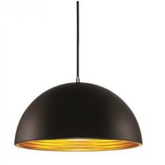 Luminária Pendente Alumínio Preto Fosco interior Dourado Ref: Lt-731G-