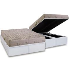 Cama Box Baú Queen: Colchão Espuma Herval D33 Cannes + Base crc Courano White(158x198)