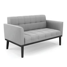 Sofá Namoradeira 2 Lugares Base De Madeira Preto Elisa Suede D03 - D'rossi Cor Cinza