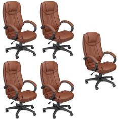 Kit 5 Cadeira De Escritório Presidente Giratória Office Nova Córdoba Marrom