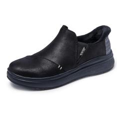 Skechers Tênis feminino sem cadarço com as mãos livres Skip Cute Wave - Fique confortável, Preto/preto, 34