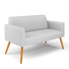 Sofá Namoradeira Pés Palito Castanho Marisa Linho Cinza A05 D03 - D'Rossi