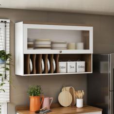 Armário Aéreo Para Cozinha com Porta de Vidro Provençal Iluminata - Ge