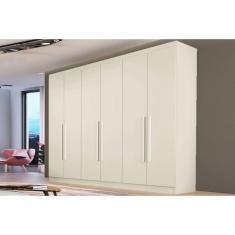 Guarda Roupa Casal Oslo 6 Portas de Bater 4 Gavetas MDF Off White Europa