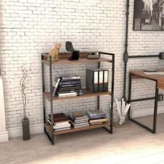 Estante de Livros Industrial Aço 80cmx104cm 3 Prateleiras Kuadra - Com