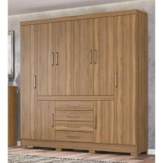 Guarda Roupa Roupeiro Casal 84020 08 Portas 04 Gavetas c/ Espelho New Realce Amendola Touch Demóbile 