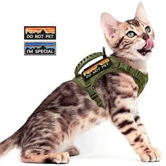 nanappice Peitoral tático para gatos à prova de fuga, peitoral ajustável para animais de estimação, enchimento de malha macia, gato grande, cachorro pequeno com fivela de liberação rápida e alça de
